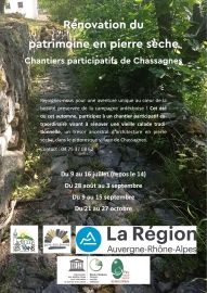 Chantiers participatifs rénovation calade en pierre sèche à Chassagnes