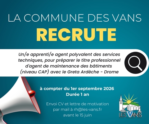 Recrutement apprenti/e agent polyvalent des services techniques - Greta Ardèche Drôme - Durée 1 an