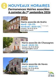 Changement horaires permanences mairies associées