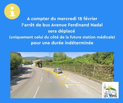 Déplacement temporaire Arrêt de bus avenue Ferdinand Nadal