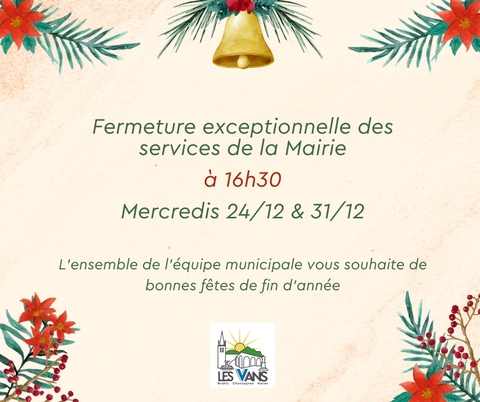 Fermeture exceptionnelle des services de la mairie