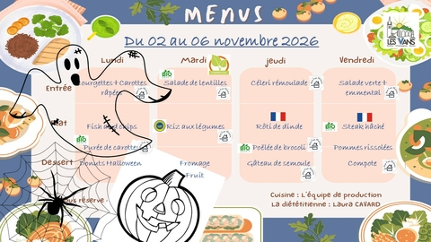 MENUS DU 02 au 06 NOVEMBRE