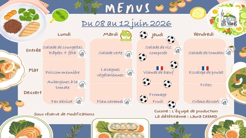 Menus du 8 au 12 juin