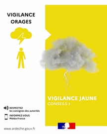 Vigilance jaune orages mardi 4 août, de 14h à 20h